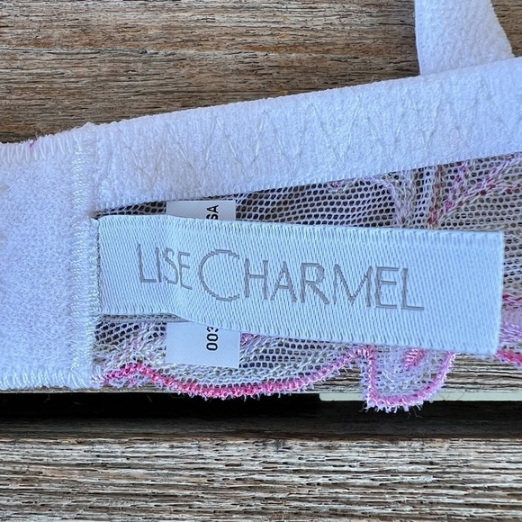 Lise Charmel Ete Frivole Wireless Bra Azalea Floral Embroidered Lace Large GUC - Picture 13 of 13